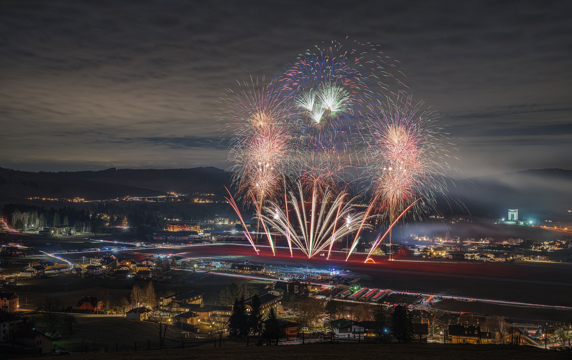 Asiago Fireworks 2024 seen from the airport...